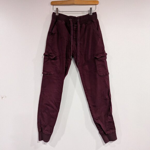 Rebel Rogue Cargo Pocket Drawstring Joggers Burgundy Size Small - Picture 1 of 3